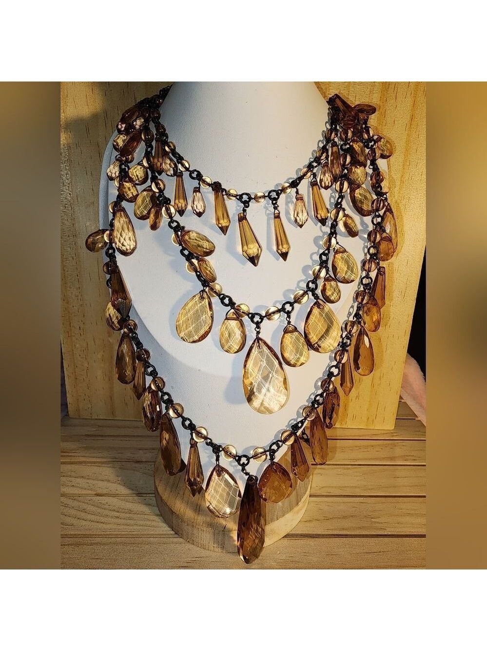 Joan Rivers 3 Row Sparkling Teardrop Necklace 26" NWOT EXCELLENT CONDITION
